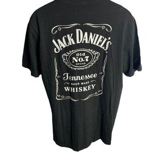 Jack Daniels Whiskey Crewneck T Shirt L Black Graphic Double Sided Short Sleeve